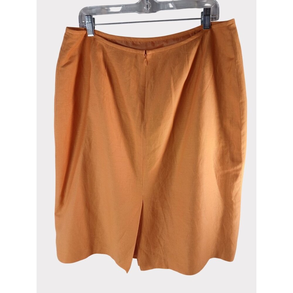 Kasper Womens Orange Pencil Skirt Size 18 Linen Blend Lining Back Zip - Picture 3 of 7